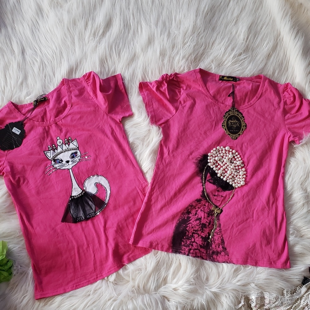 Fashion Tshirts with jeweled Details. NWT